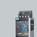 Imprimante 3D avec plusieurs bobines de filament et impression en cours